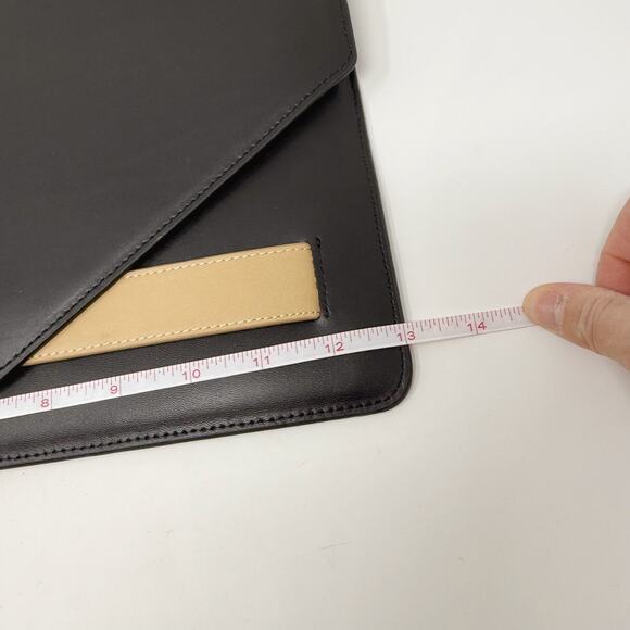 Mark And Graham Black Cream Leather Envelope Clutch Bag Purse Foldover 8" x 13" - Picture 9 of 9